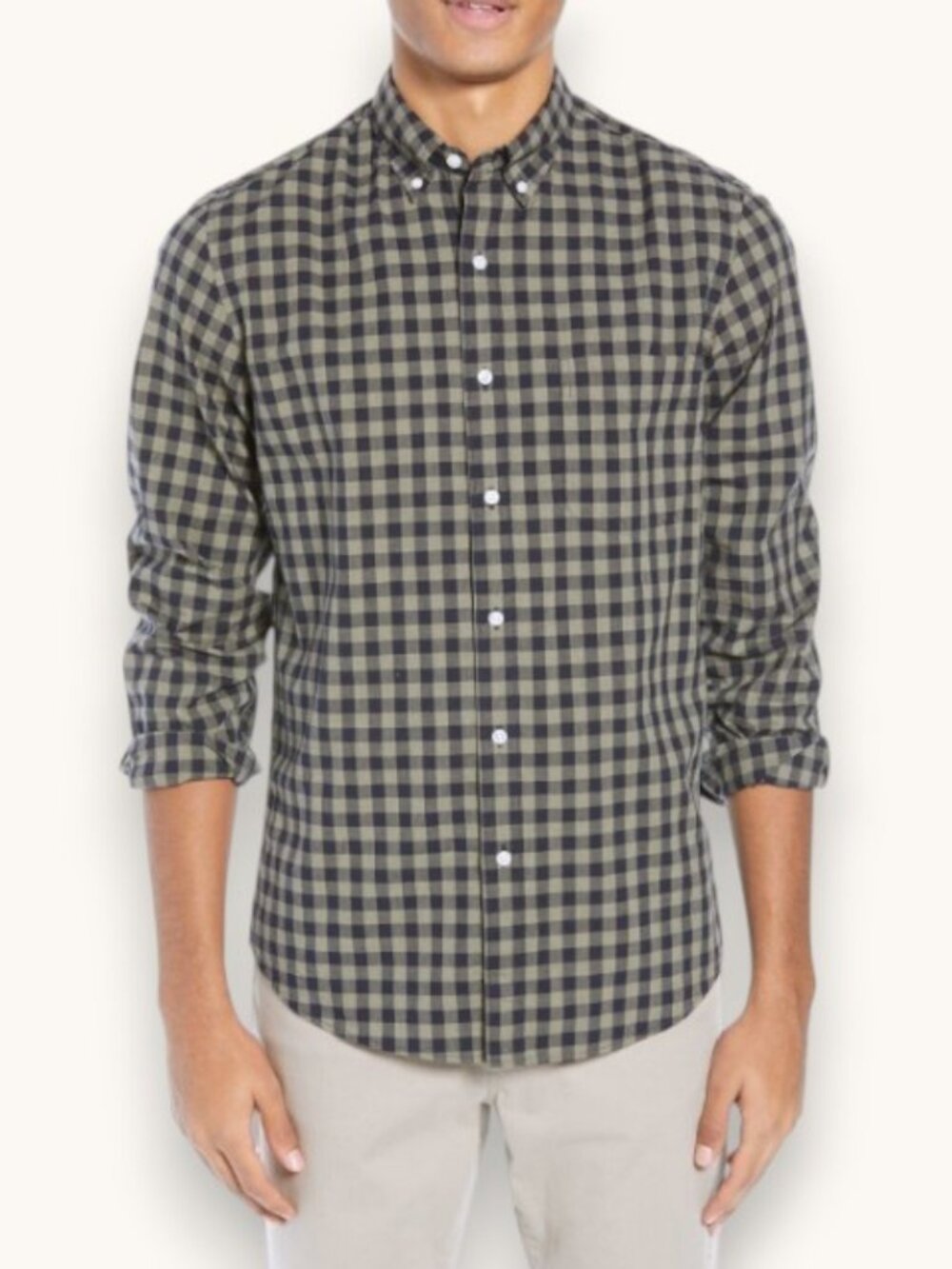 J.Crew slim fit gingham long sleeve button down shirt blue, yellow men's size L